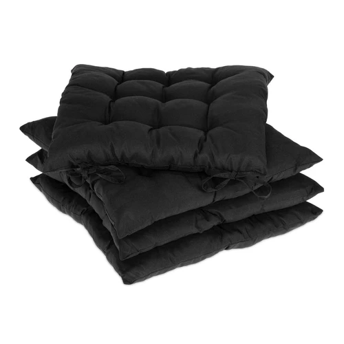 Kėdžių pagalvėlės Relaxdays, 4 vnt, Juodos, 5 × 38 × 38 cm