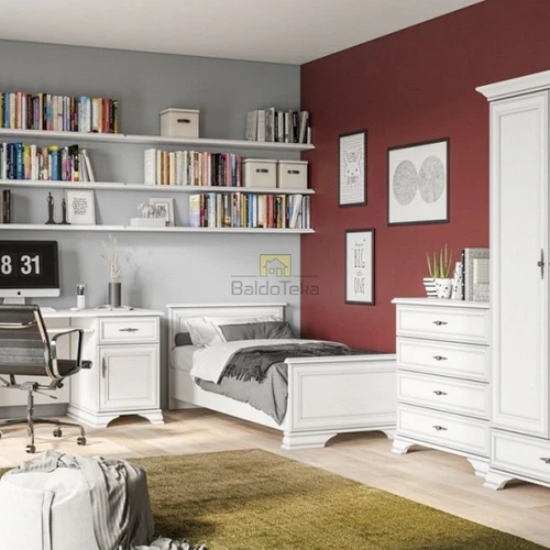 Spinta balta matinė, sidabro patina, 99,5x210 cm