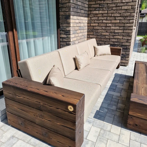 Keturvietė lauko sofa, deginta mediena ¦ TIMBER - Foteliai, sofos