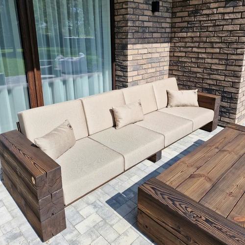 Keturvietė lauko sofa, deginta mediena ¦ TIMBER