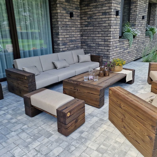 Keturvietė lauko sofa, deginta mediena ¦ TIMBER - Foteliai, sofos