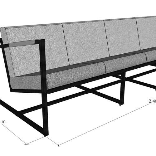 Patogi keturvietė lauko sofa su tvirtomis pagalvėmis