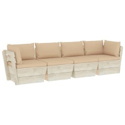 Keturvietė sodo sofa iš palečių, eglės mediena, su pagalvėlėmis - Foteliai, sofos