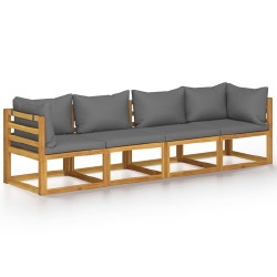 Keturvietė sodo sofa su pagalvėmis, akacijos medienos masyvas - Foteliai, sofos