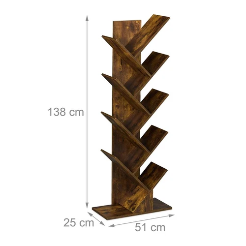 Knygų lentyna Relaxdays, 9 lentynos, Ruda, 51 × 138 × 25 cm - Lentynos