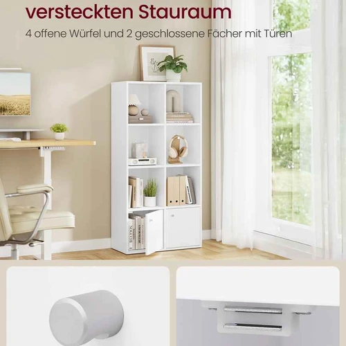 Knygų lentyna VASAGLE LBC33WT, 3 durelės, Balta, 65,8 × 130 × 29 cm - Lentynos