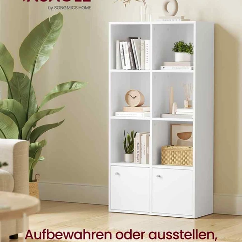 Knygų lentyna VASAGLE LBC33WT, 3 durelės, Balta, 65,8 × 130 × 29 cm - Lentynos