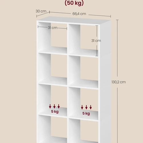 Knygų lentyna VASAGLE LBC408WB01, 10 skyrių, 98 × 130,2 × 30 cm - Lentynos