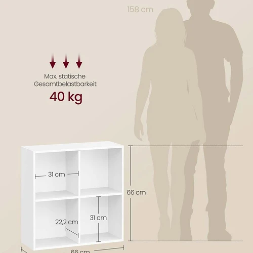 Knygų lentyna VASAGLE LBC476W01, 4 skyriai, 24 × 66 × 66 cm - Lentynos