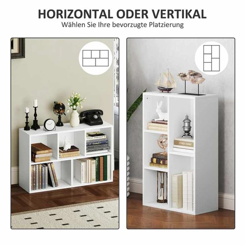 Knygų lentyna, vertikali arba horizontali, 5 skyriai, 50 × 80 × 24 cm - Lentynos