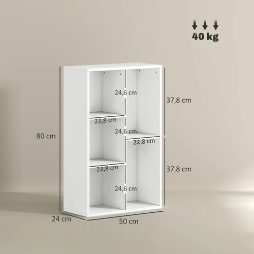 Knygų lentyna, vertikali arba horizontali, 5 skyriai, 50 × 80 × 24 cm - Lentynos