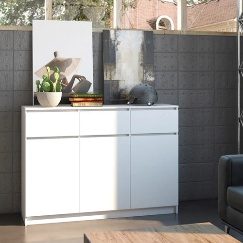 Talpi ir patvari balta komoda su PVC apdaila