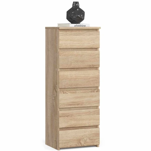 Komoda AKORD CL6/40, 6 stalčių, ąžuolo spalvos, 40 × 109 × 35 cm