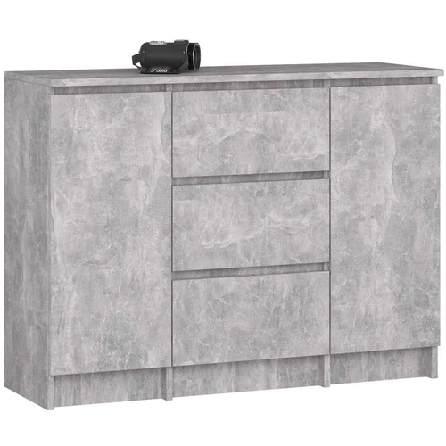Komoda AKORD K100, 2 durelės, 3 stalčiai, rudos spalvos, 101 × 76 × 35 cm