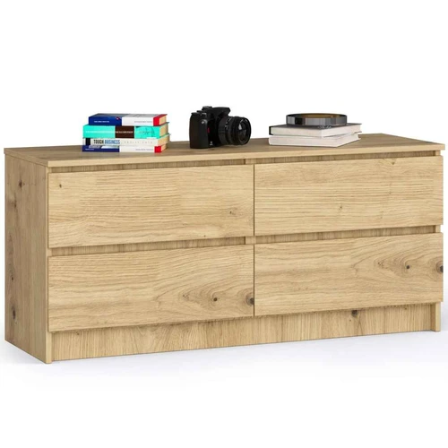 Komoda AKORD K120, 4 stalčiai, rudos spalvos, 120 × 55 × 40 cm