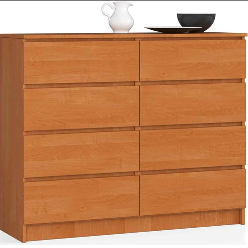 Komoda AKORD K120, 8 stalčiai, alksnio spalvos, 120 × 99 × 40 cm