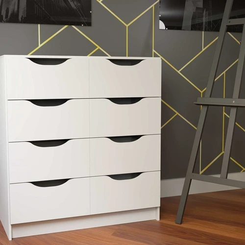 Moderni 92 cm aukščio komoda be rankenėlių