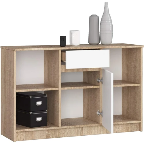 Šiuolaikinė komoda B-17 su baltu ir medžio deriniu