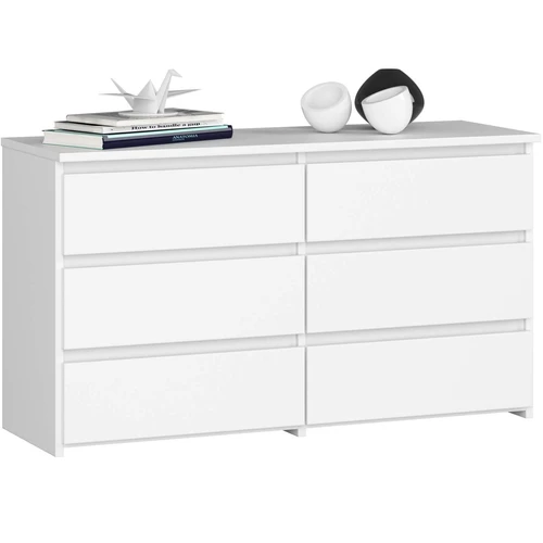 Komoda CL100, 6 stalčiai, baltos spalvos, 100 × 57 × 35 cm