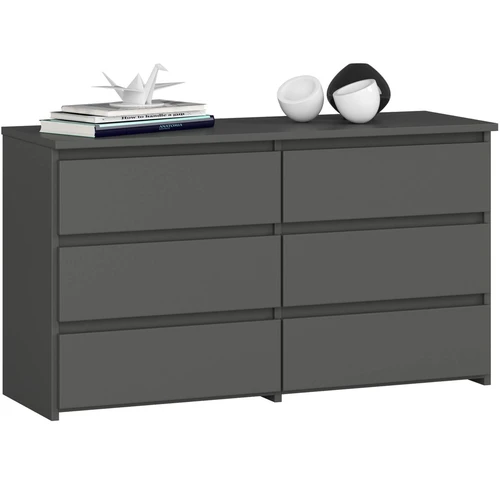 Komoda CL100, 6 stalčių, pilkos spalvos, 100 × 57 × 35 cm