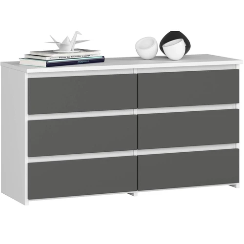 Komoda CL100 AkordV2, 6 stalčių, baltos/pilkos spalvos, 100 × 57 × 35 cm