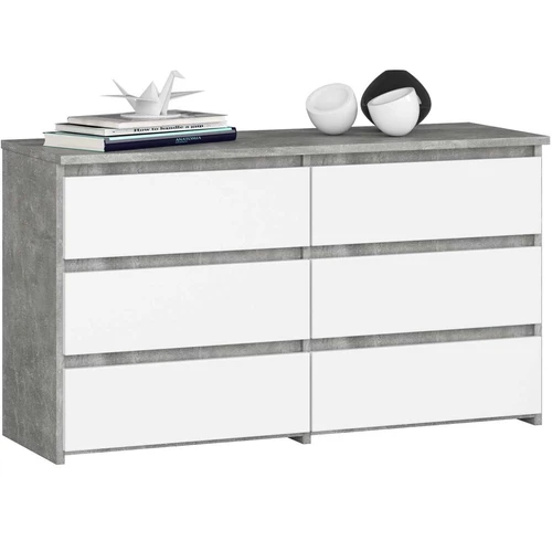 Komoda CL100, su 6 stalčiais, pilkos/baltos spalvos, 100 × 57 × 35 cm