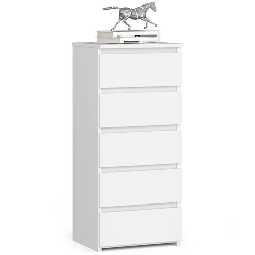 Komoda CL5, 5 stalčiai, baltos spalvos, 40 × 92 × 35 cm