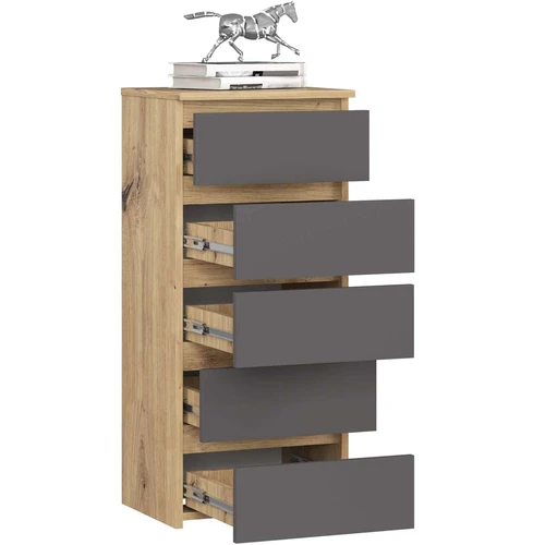 Komoda CL5, 5 stalčiai, rudos/pilkos spalvos, 40 × 92 × 35 cm - Komodos, šoninės spintelės