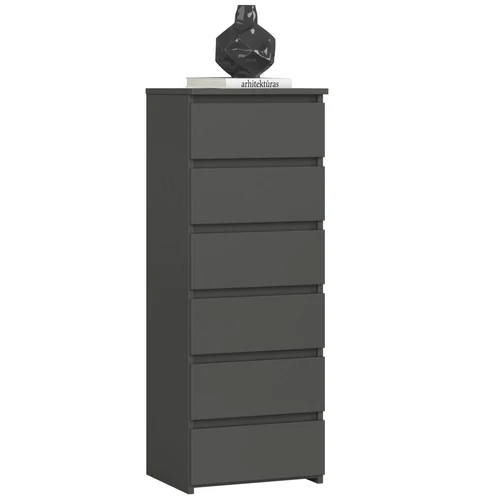 Komoda CL6, 6 stalčiai, pilkos spalvos, 40 × 109 × 35 cm