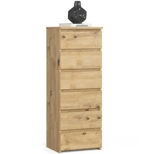 Komoda CL6, 6 stalčiai, rudos spalvos, 40 × 109 × 35 cm
