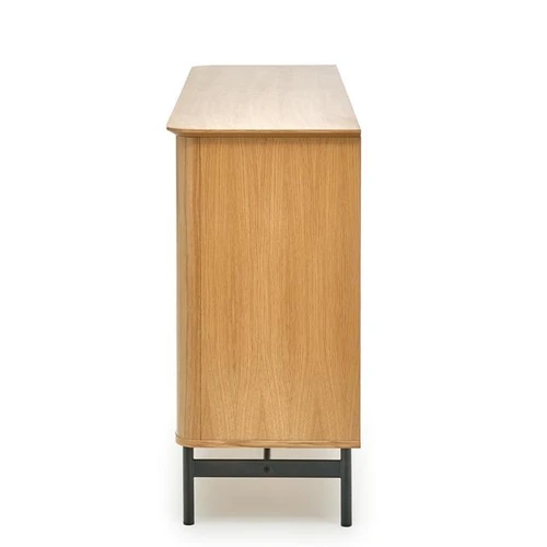 Ergonominė komoda su ąžuolo fanera ir plieno elementais