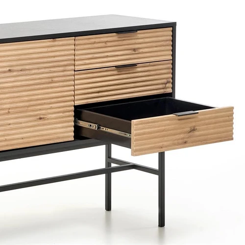 Ergonominė komoda amatinis ąžuolas ir juoda spalva