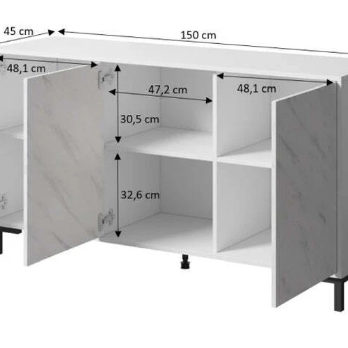 Erdvi spinta 80,5x150x45cm su patogia PUSH-CLINK rankena