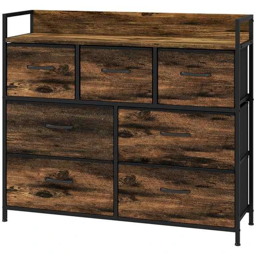 Komoda Homcom 98x29x85cm., rudos/juodos spalvos
