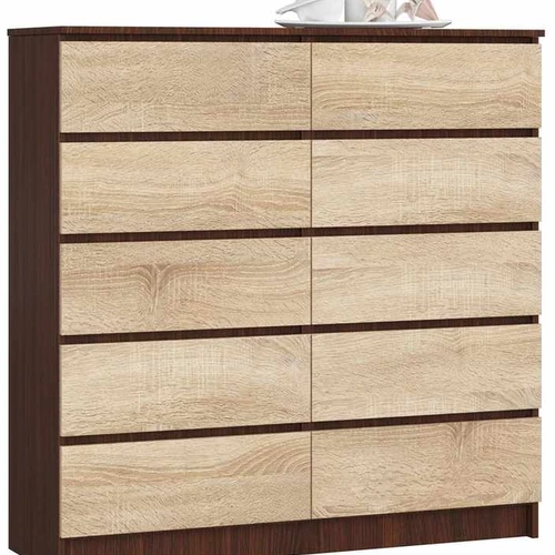 Komoda K120, 10 stalčių, įvairių spalvų, 120 × 121 × 40 cm