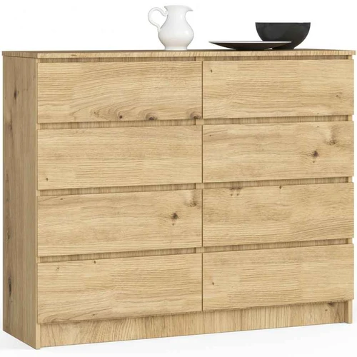 Komoda K120, 8 stalčiai, rudos spalvos, 120 × 99 × 40 cm