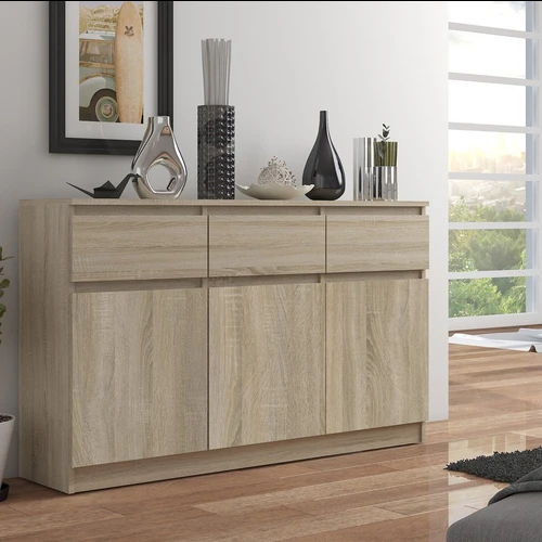 Talpi komoda su trimis spintelėmis ir trimis stalčiais