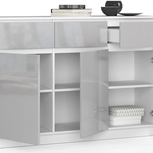 Kompaktinė komoda su metaliniais slydimo ritinėliais ir ABS apvadais