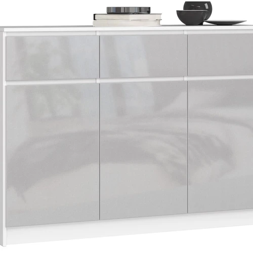 Komoda K140 su 3-imis stalčiais, baltos/šviesiai pilkos spalvos