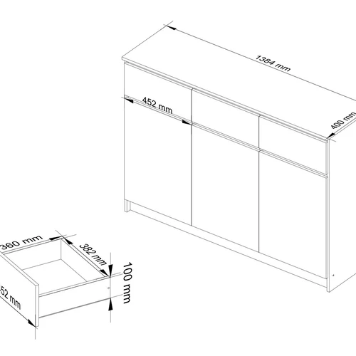 Laminuota komoda su vidinėmis lentynomis ir 24 mėn. garantija