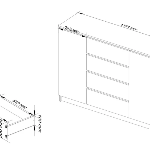 Komoda su vidinėmis lentynomis ir 24 mėn. garantija