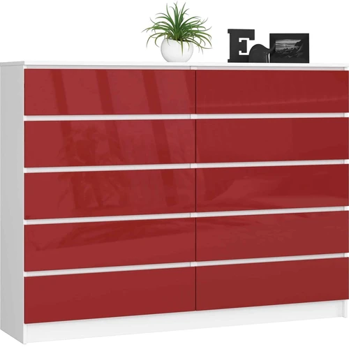 Komoda K160, blizgios baltos/raudonos spalvos
