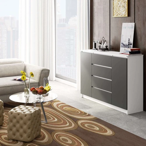 Patogi komoda su vidinėmis lentynomis ir instrukcija