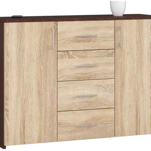 Komoda K45, 4 stalčiai, rudos spalvos, 110 × 80 × 35 cm