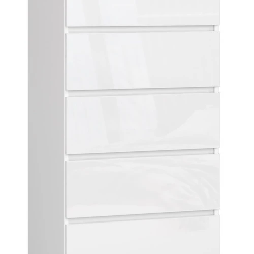 Komoda K60, 5 stalčiai, baltos spalvos, 60 × 121 × 40 cm