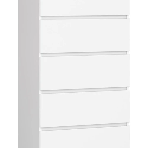 Komoda K60, 5 stalčių, baltos spalvos, 60 × 121 × 40 cm