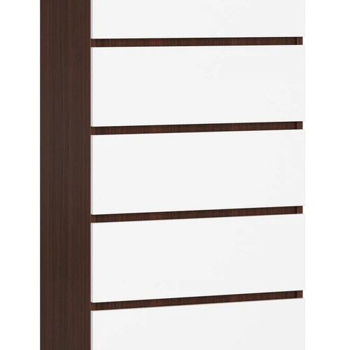 Komoda K60, 5 stalčių, rudos/baltos spalvos, 60 × 121 × 40 cm