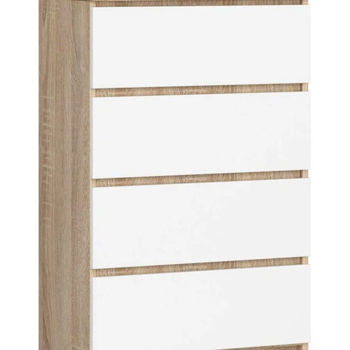 Komoda K60 AKORD Furniture Factory, 4 stalčiai, rudos/baltos spalvos, 60 × 99 × 40 cm