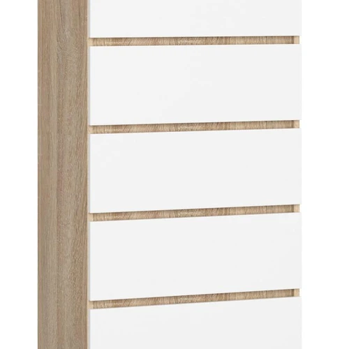 Komoda K60 AKORD Furniture Factory, 5 stalčiai, rudos/baltos spalvos, 60 × 121 × 40 cm