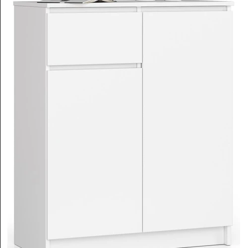 Komoda K80, 1 stalčius ir 2 durelės, baltos spalvos, 80 × 99 × 40 cm